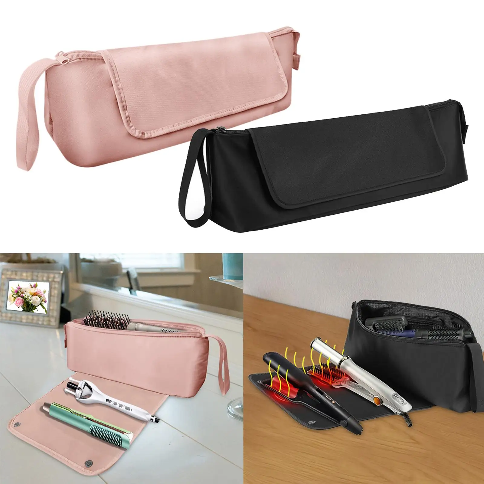 Hair Styling Accessory Organizer Curling Iron Travel Case with Mat for Haircare Accessories Travel Essentials Styling Irons Home