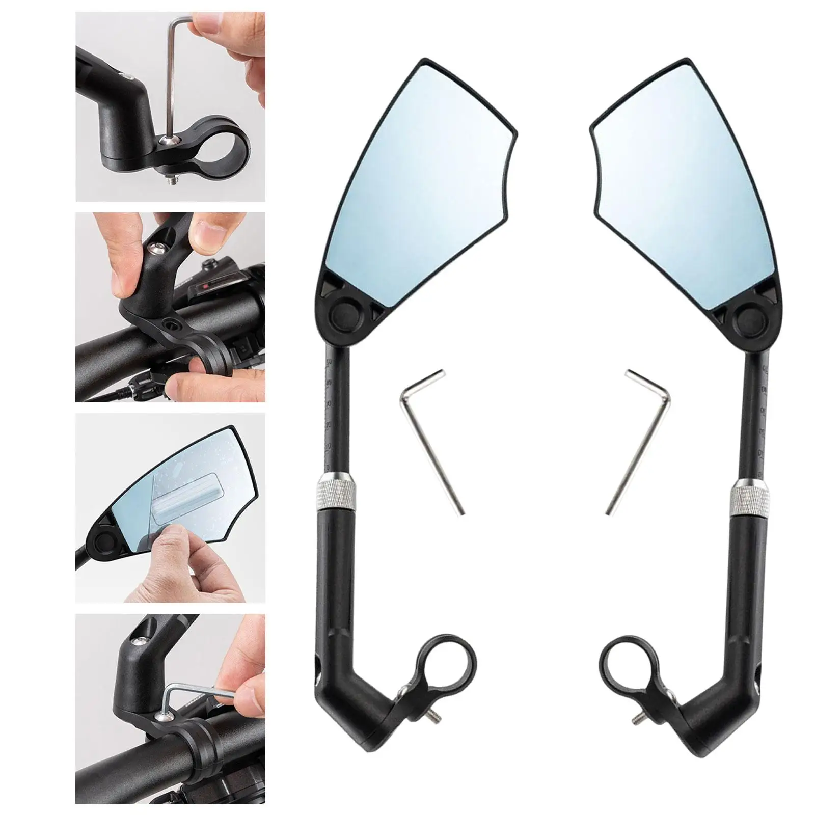 Bike Rear View Mirror Handlebar Accessories Adjustable Bike Mirror Bike Rear View Mirrors for Motorcycle Riding Electric Bike