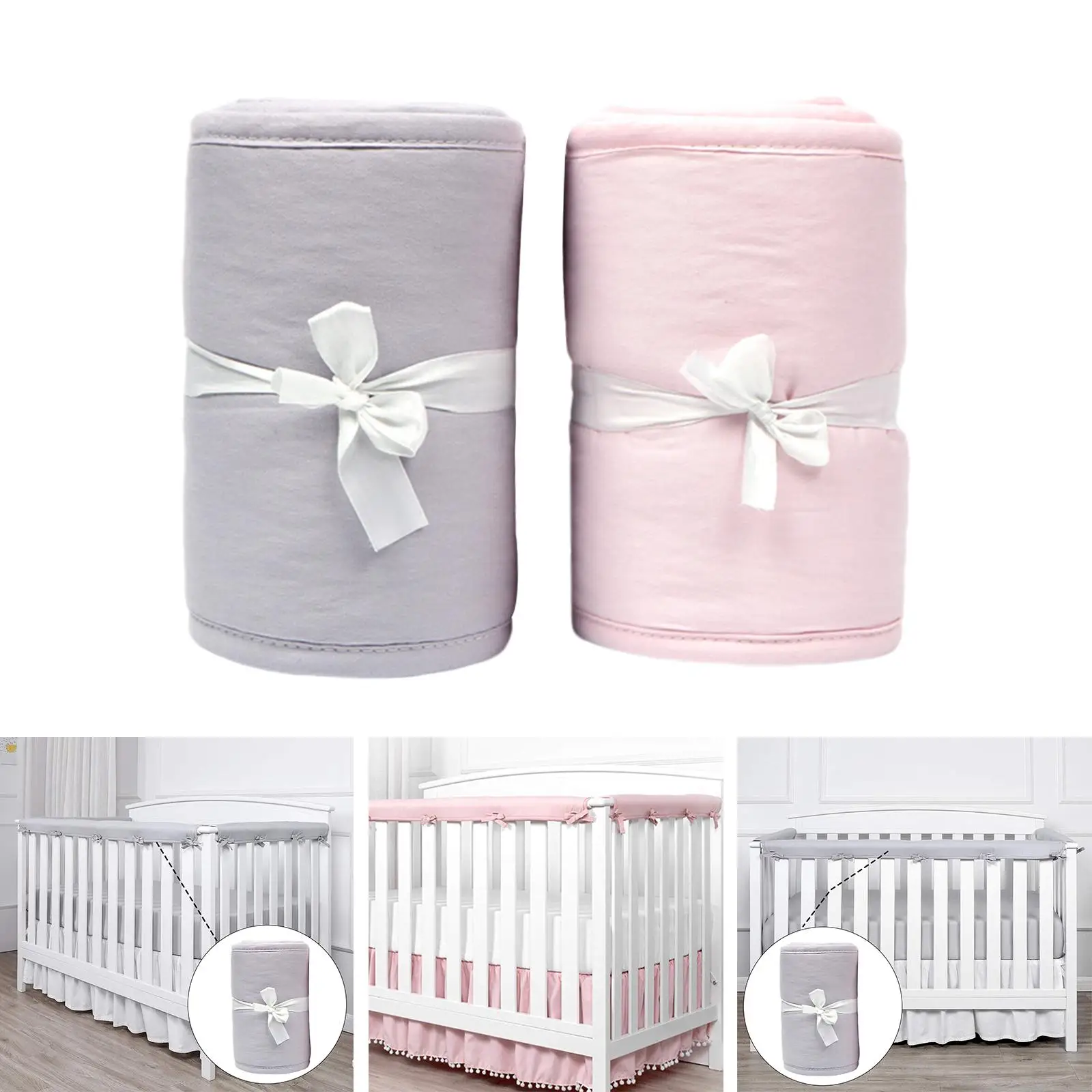 3 Pieces Baby Crib Rail Cover Baby Safety Products Cotton for Fence Infants