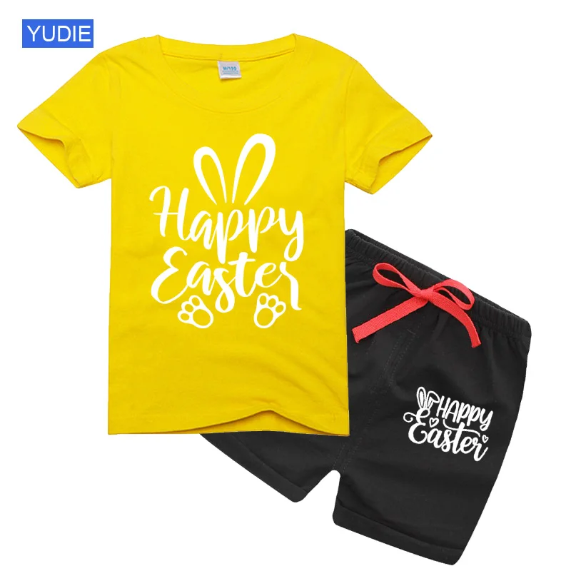 Kids Set Easter Baby Boys Girls Bunny Truck Rabbit Cotton Boutique Sets Top T-shirt Children Clothes Short Sleeve Tee Tops Sets clothing kid suit
