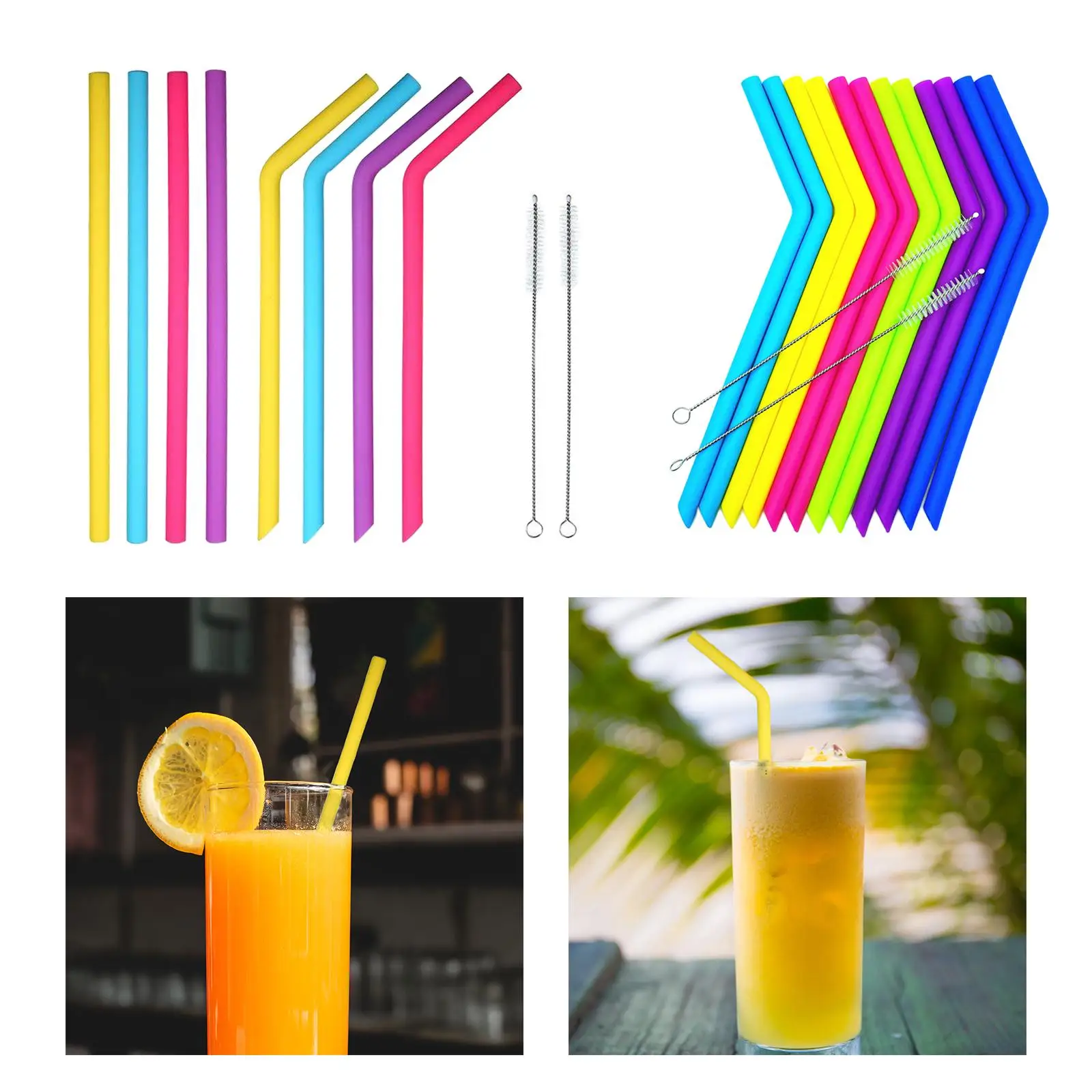 Reusable Silicone Straws Flexible Cup and Bottle Accessories Party Cocktail Straws Creative Smoothie Drinking Straws for Bottle