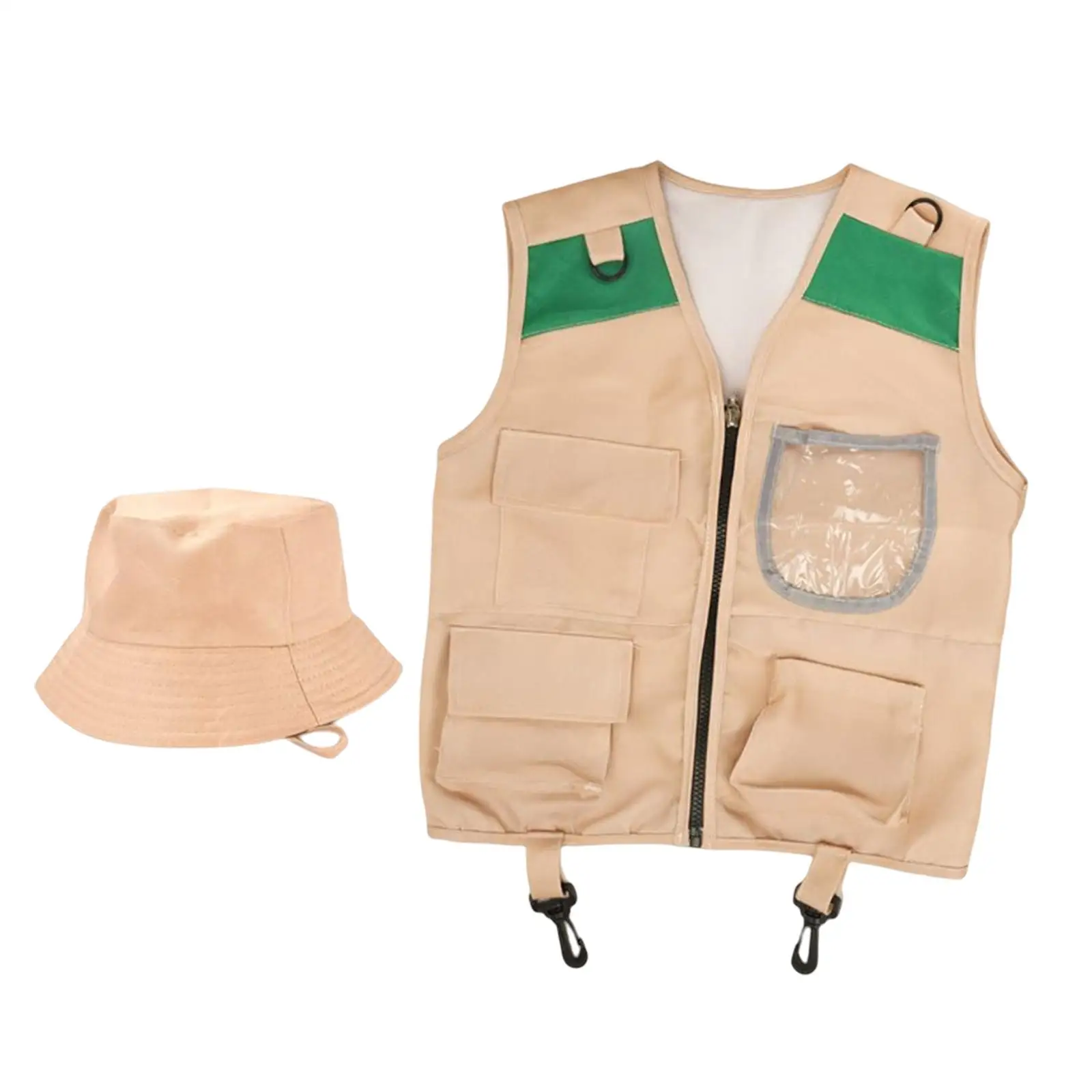 Kids Costume Vest Hat with Pockets Kids Explorer Costume for Fishing Outdoor Camping Exploration Activity