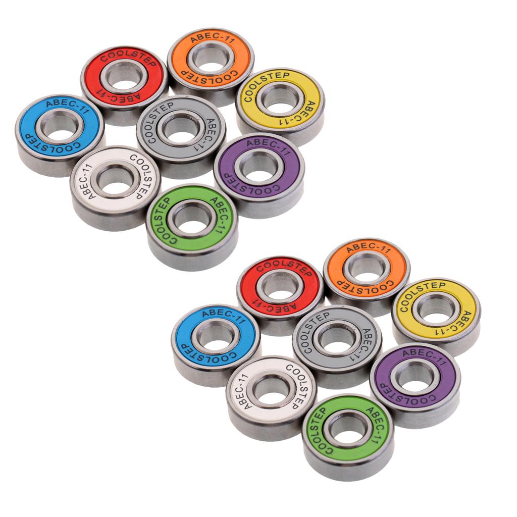 16Pcs 22mm ABEC 11 High Speed Wearproof Longboard Skateboard Scooter Inline Bearings Replacement Mixed Color Set 