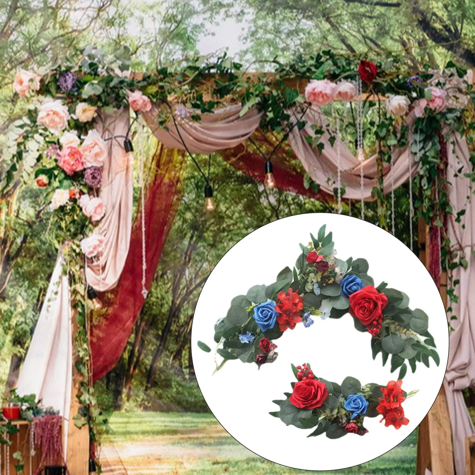 2Pcs Handmade Wedding Arch Flowers Kit Green Leaves Artificial Flowers for Ceremony Welcome Card Sign Corner Arch Decorations