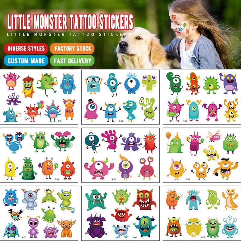 Best of 12 Pack Little Monster Cartoon Children Tattoo Stickers Cute Funny Anime Waterproof Disposable Tattoo Stickers Reviews & Tips