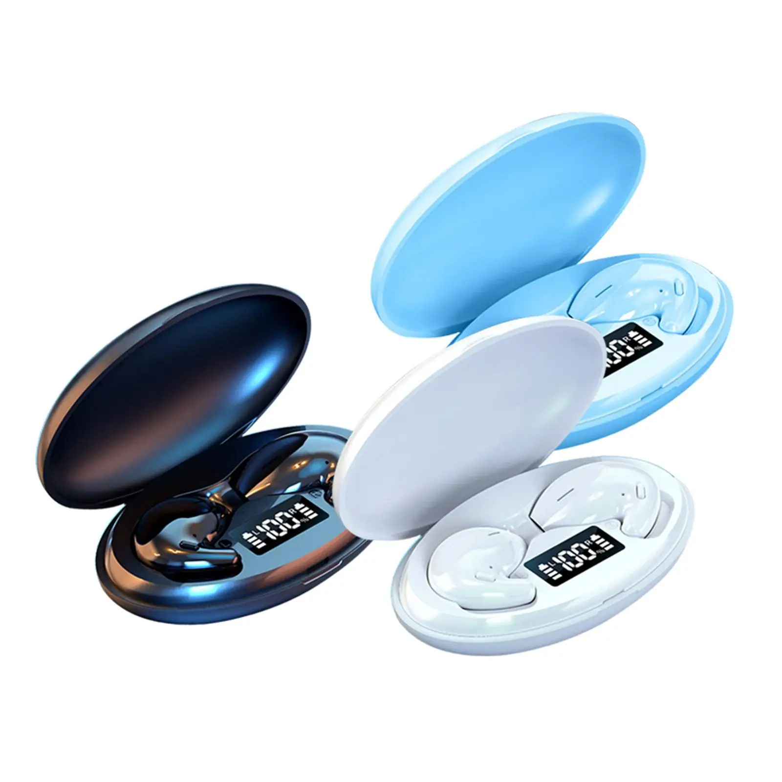 Mini Sleeping Earbuds with 500mAh Charging Box 4H Playback Time Auto Pairing Touch Control Earphones for Working Workout