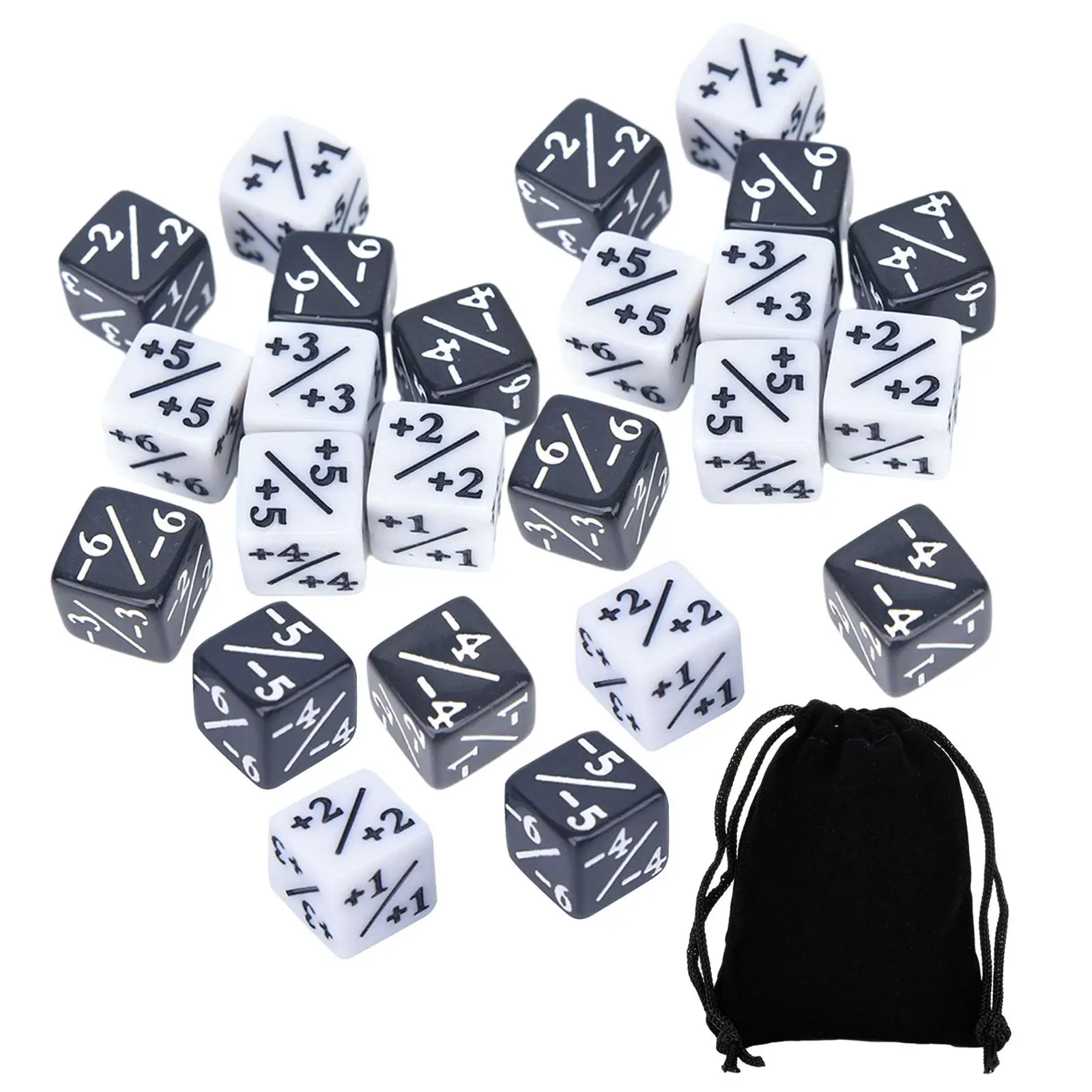 24 Pieces Counter Token Dice Tracking Counter Dices Educational Toy Math Teaching for Card Gaming Accessory (Black and White)