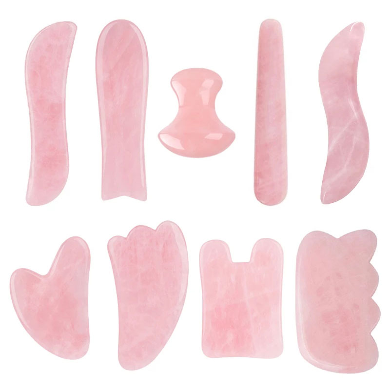 Best of 9PCs Rose Quartz Gouache Scraper Gua Sha Massage Tool Gua Sha Natural Stone Natural Jade Gouache Scraper Beauty Massage Tools Reviews & Tips