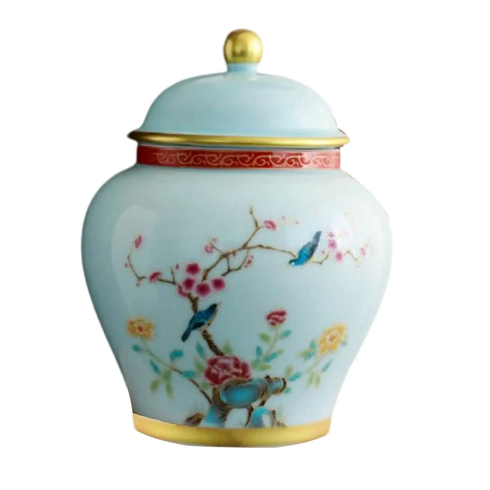 Ancient Chinese Style Creative Porcelain Ginger Jar Airtight Lid Food Storage Container for Nuts