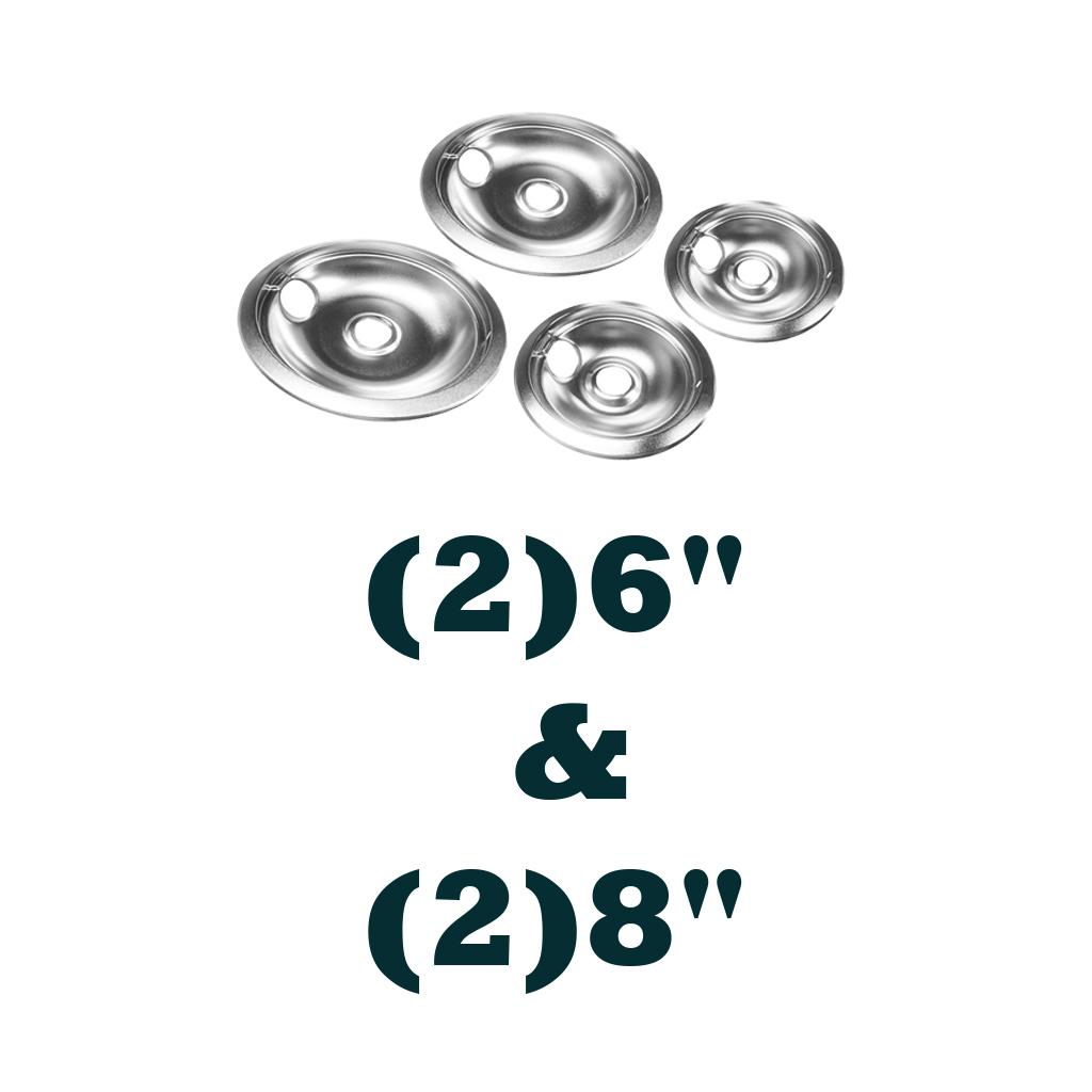 Replacement Drip Pans for Electric Range - 2 Large 8inch and 2 Small 6inch Drip Bowl Pans - Set of 4