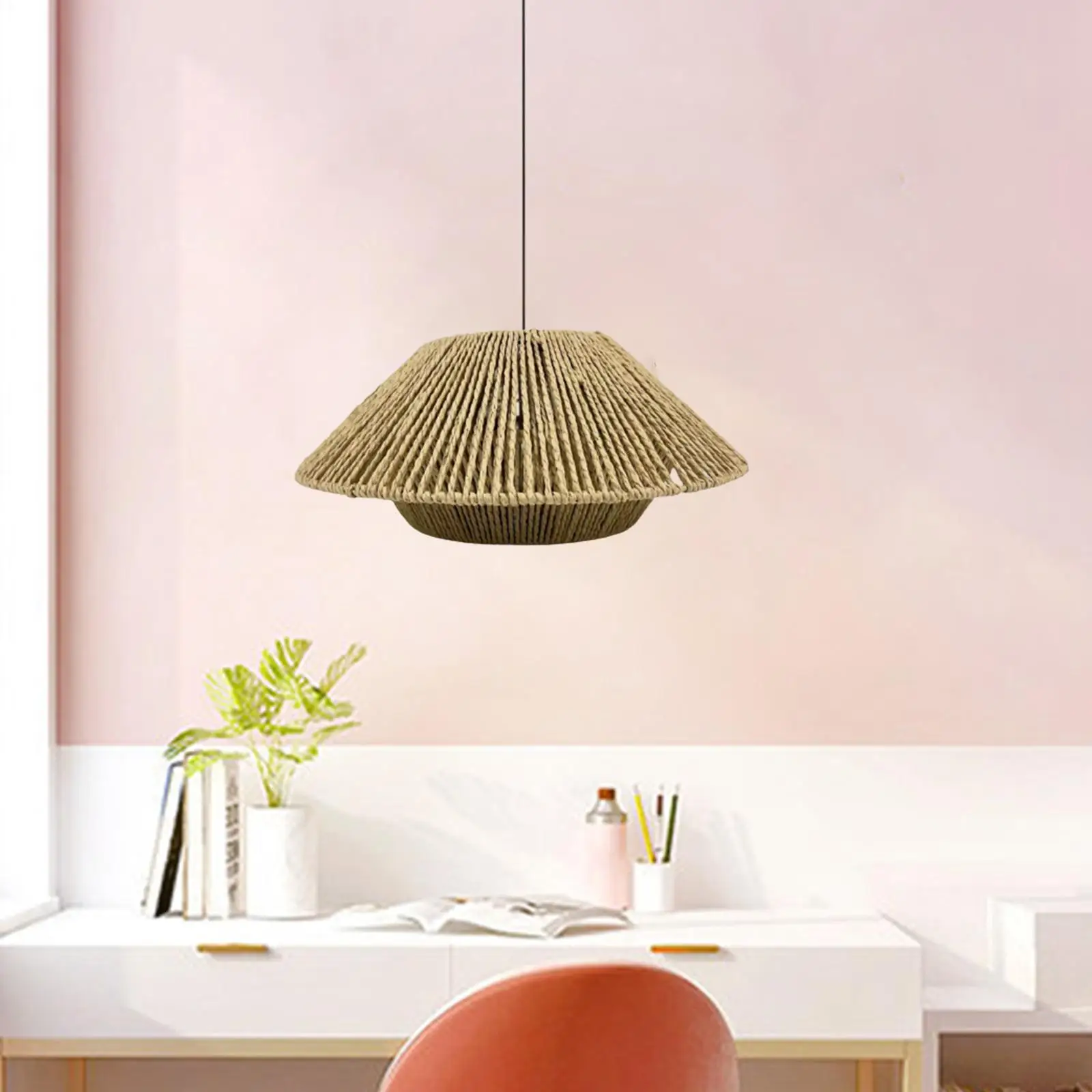 Handwoven Rope Lampshade Reading Light Lanterns Ceiling Light Fixture Cover Pendant Lamp Shades for Kitchen Island Dining Room
