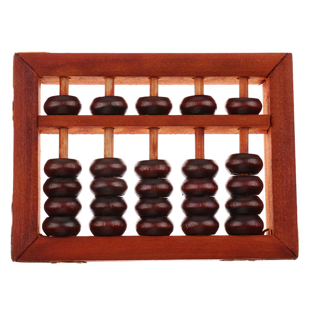 5 Columns Wooden Beads Abacus w/Storage Box Arithmetic Math Counting Kid Toy