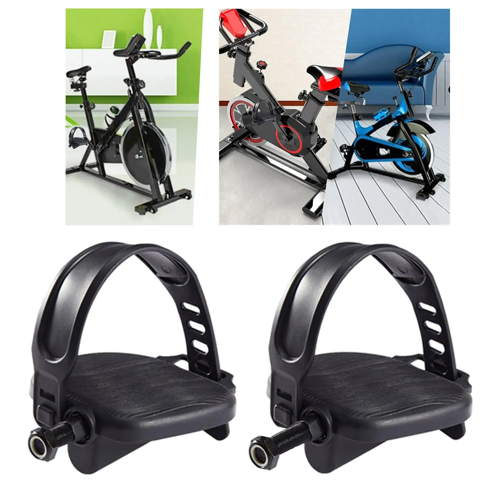 Exercise Bike Pedals with Adjustable Straps Cycling Parts Replacement Home Gym