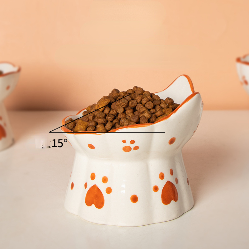 Title 5, Cat Ceramic Food Bowl Elevated Pet Drinking Eat...