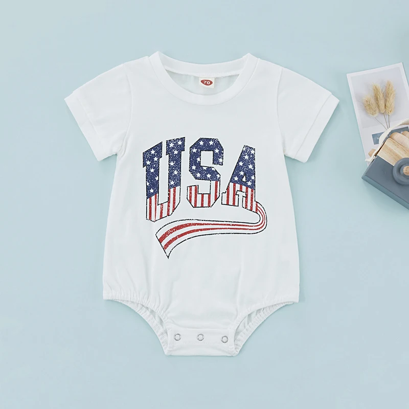 Baby Bodysuits classic FOCUSNORM Infant Baby Girls Boys Independence Day Romper 2 Colors Letter Striped Printed Short Sleeve Jumpsuits 0-18M black baby bodysuits	