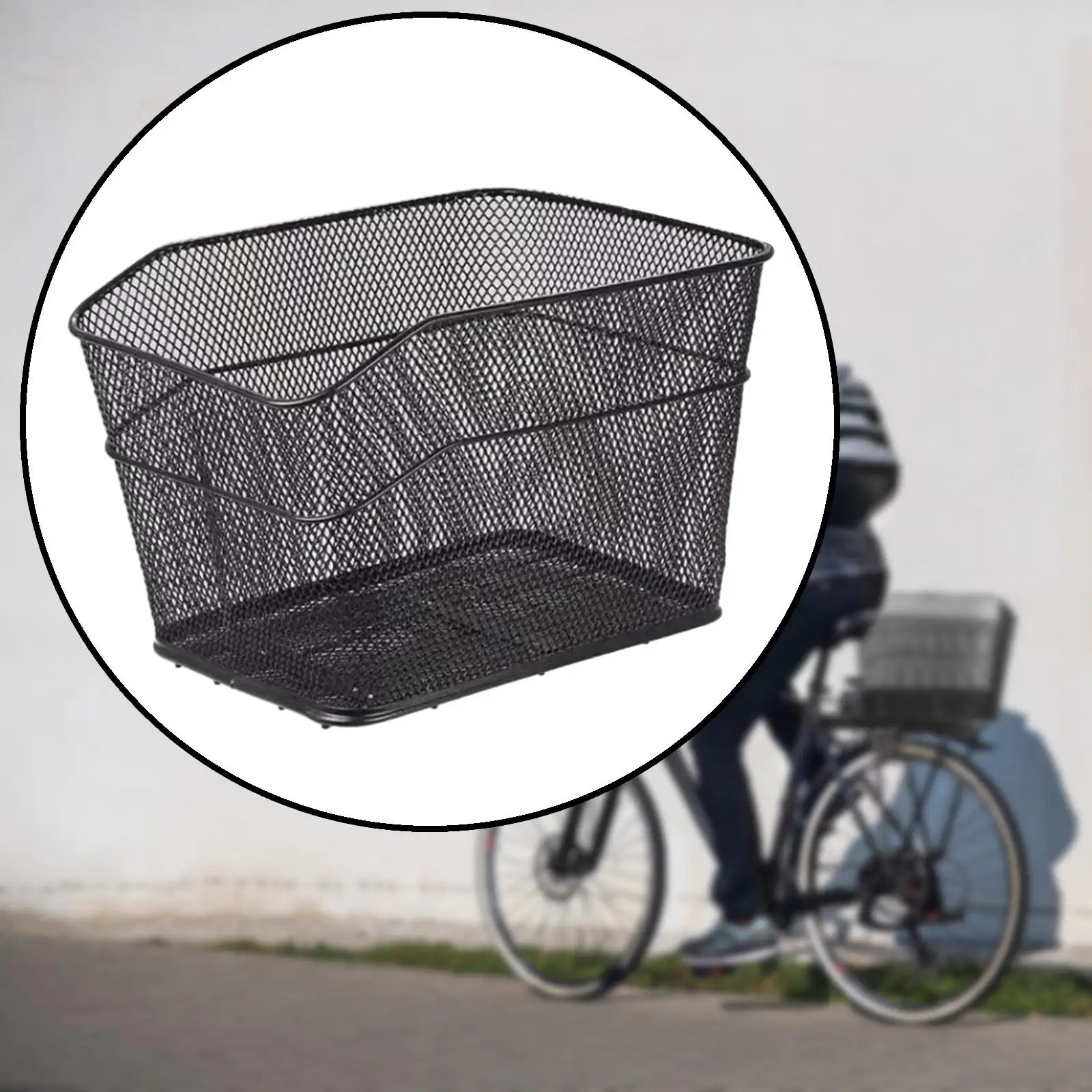 Rear Bike Basket Riding Storage Container Metal Bicycle Cargo Rack Basket