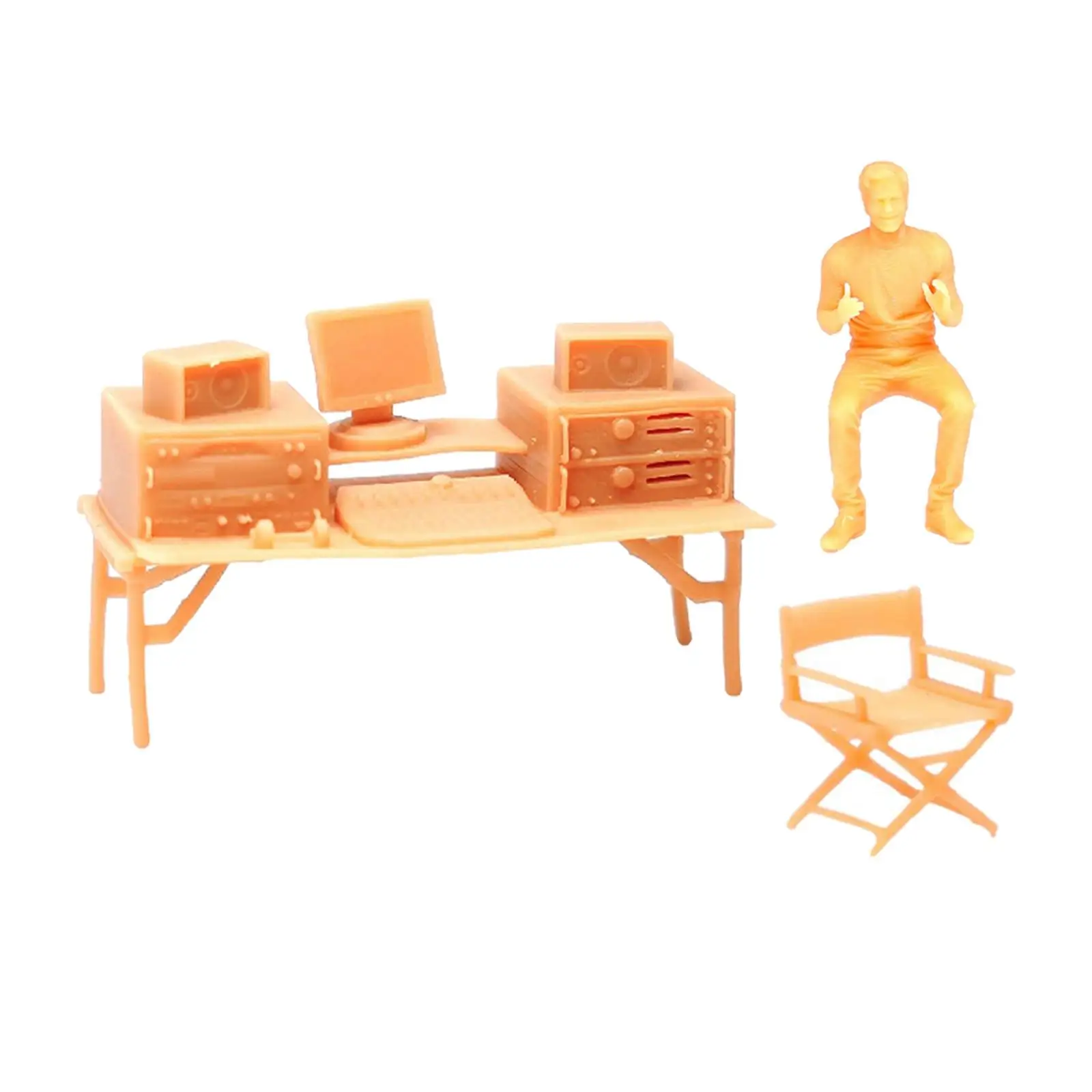 Resin 1/64 People Figures Miniature People Model Chair Model Desk Model for