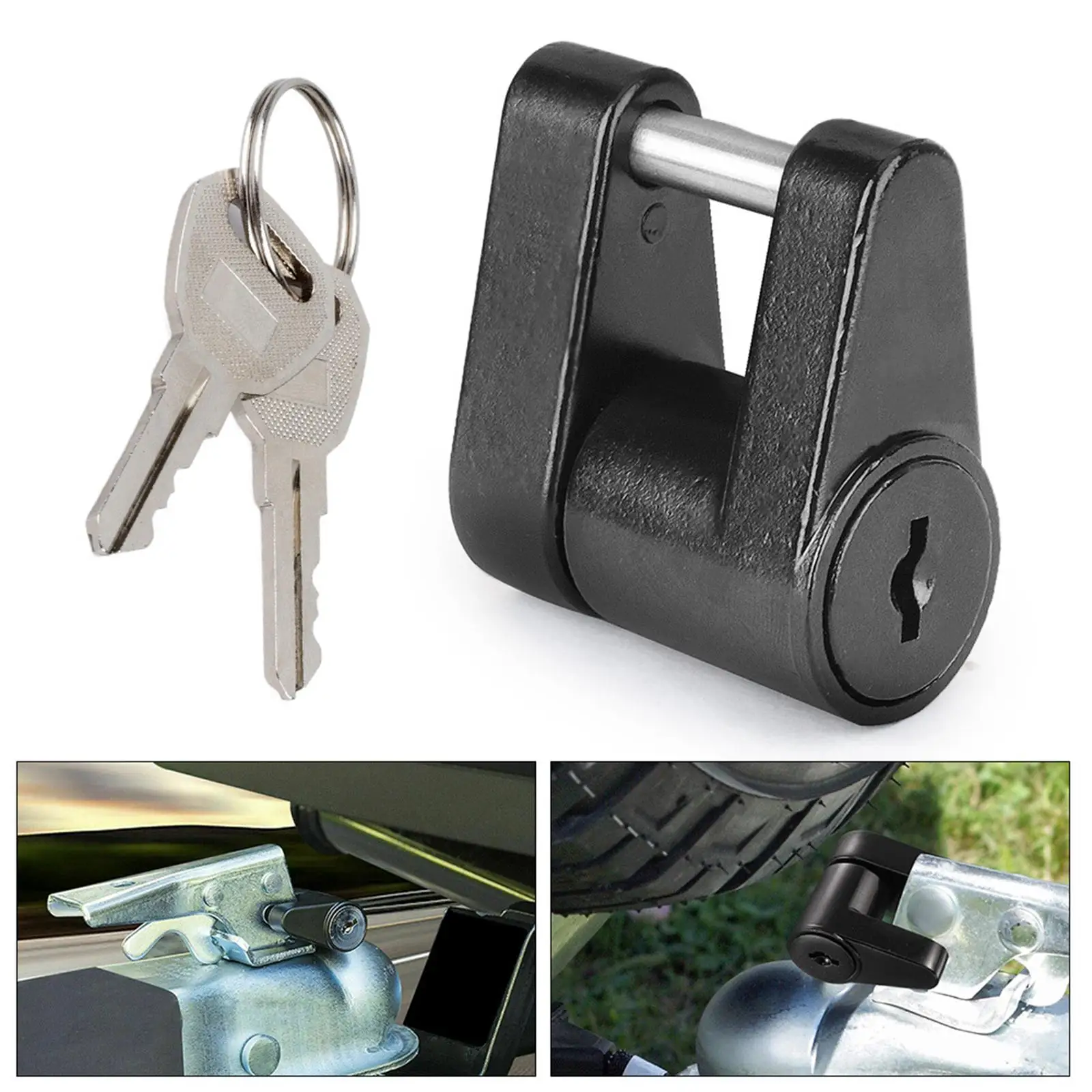 Trailer Hitch Coupler Lock with 2 Keys for Tow Boat Trailers Campers Car Coupling Lock