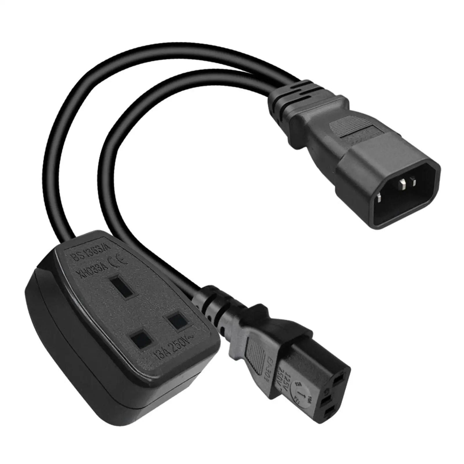 Universal C14 Male to C13 UK Female Convertor Cord Spare Parts 3 Pin to 3 Pin 2500W 13A Waterproof IEC320 C14 to C13 Power Cable