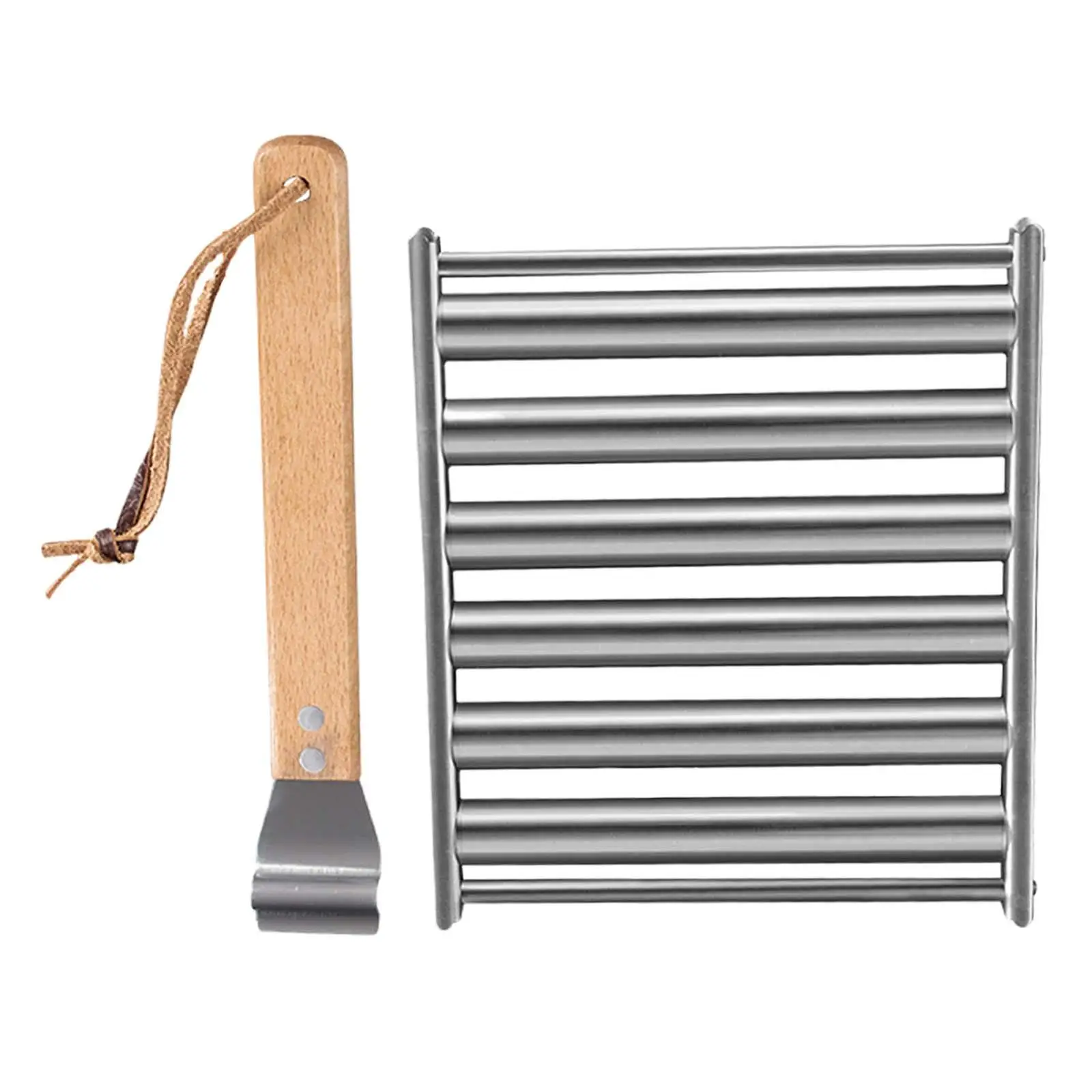 Sausage Roller Rack with Long Wooden Handle Sausage Grill Cooker Hot Dog Roller Hot Dog Grill Roller for Sausages Egg Rolls