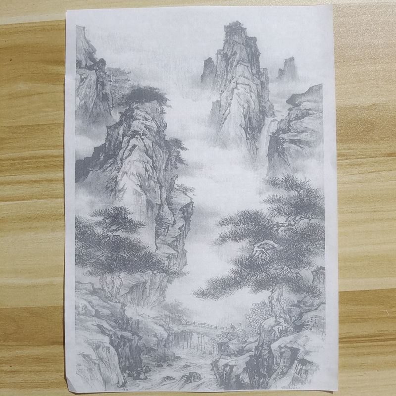 Strichzeichnung, Manuskript, reifes Xuan-Papier, Landschaft, sorgfältige Malerei, Färbung, Praxis, Reispapier, traditionelle chinesische Malerei – Detail 2