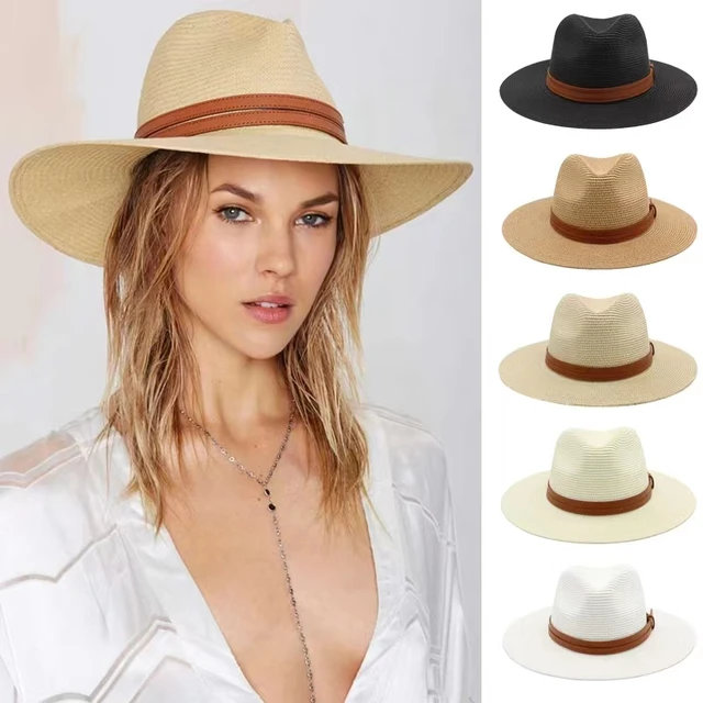 Large Size 56-58 59-60cm New Natural Panama Straw Hat Summer Men Women Wide  Brim
