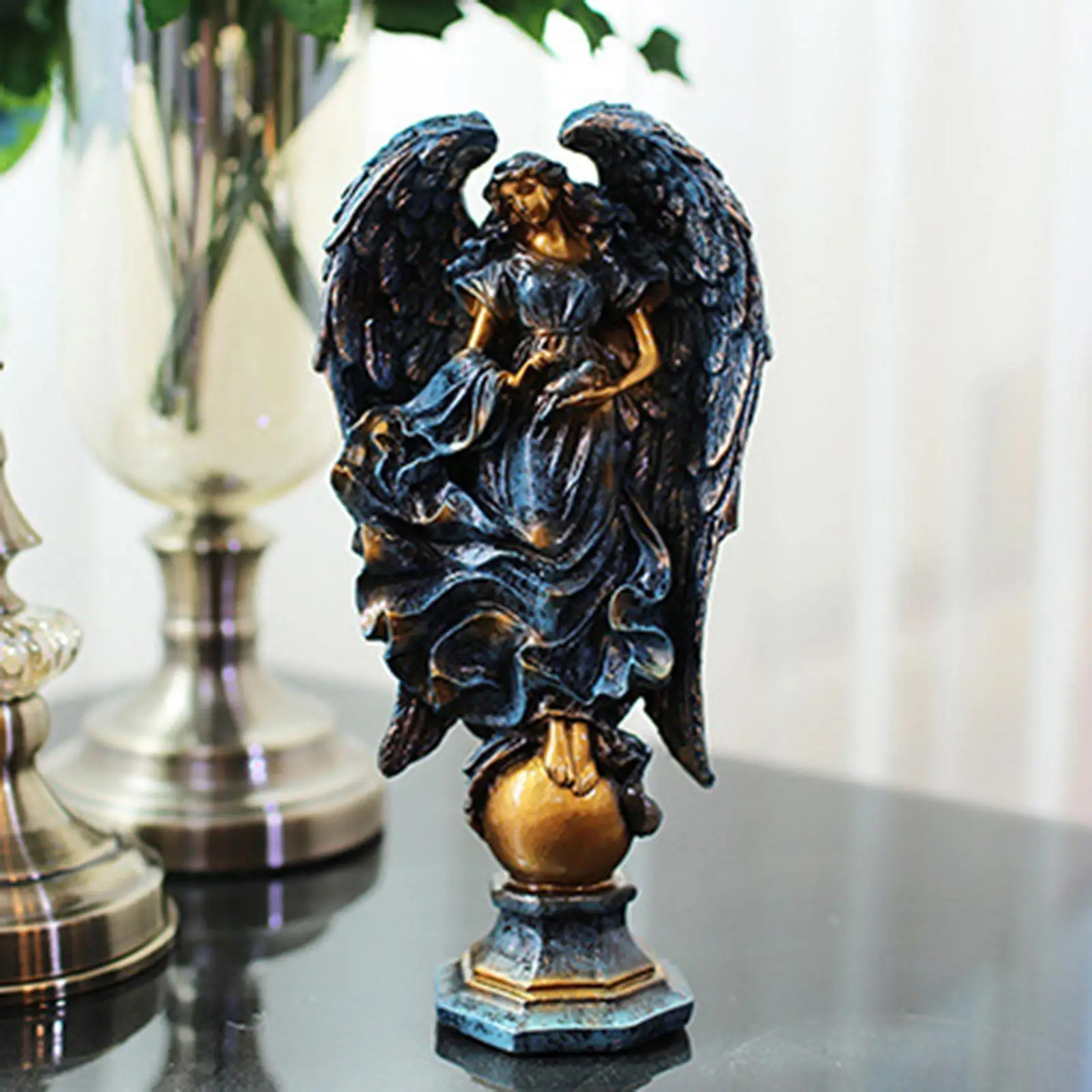 Creative Angel Figurine Modern 3D Angel Sculpture Art Living Room Bedroom Hotel Tabletop Garden Decoration Ornament Artwork Gift