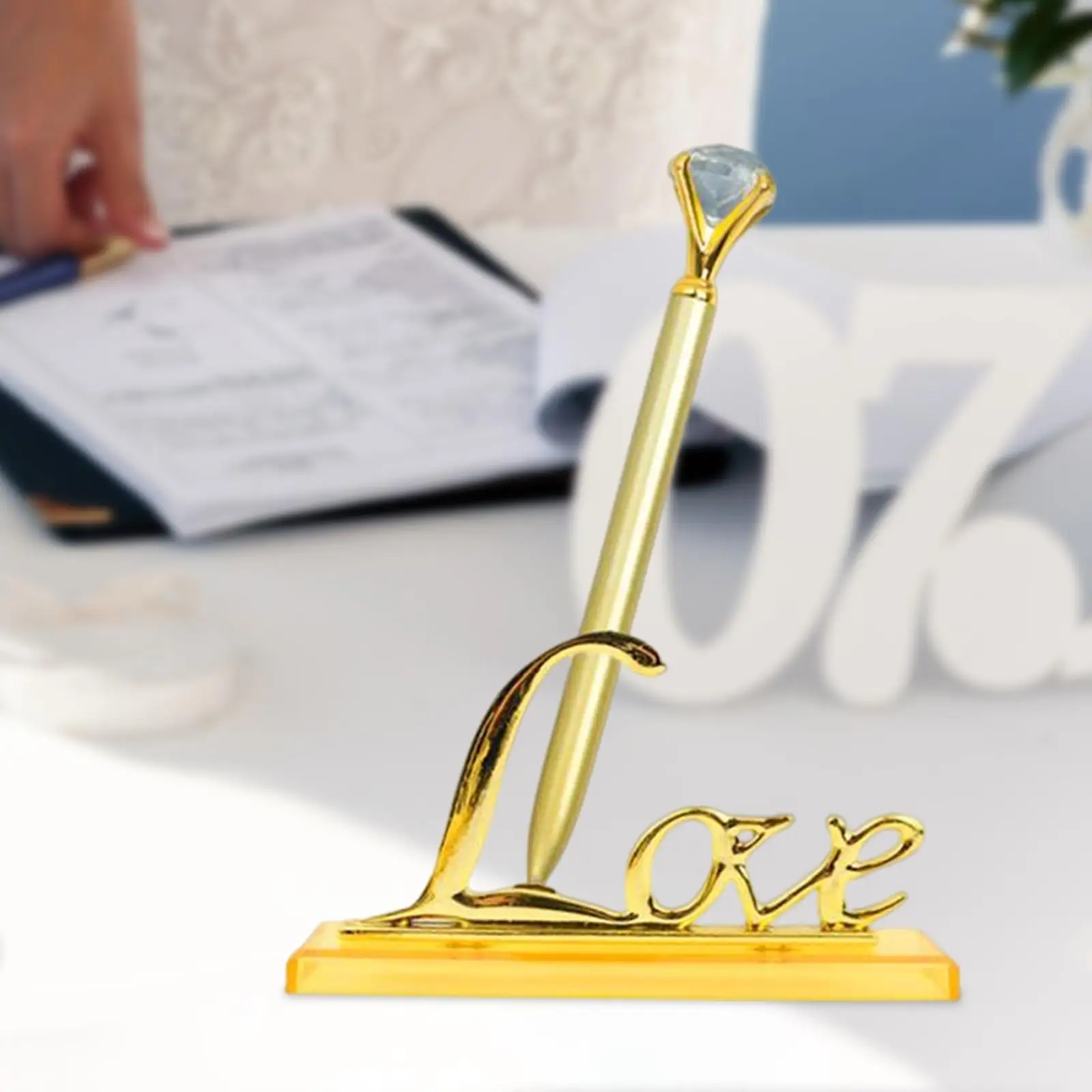 Wedding Registry Pen Love Stand Base Holder Elegant Autograph pen Events Banquet Business Ceremony Tabletop Decoration