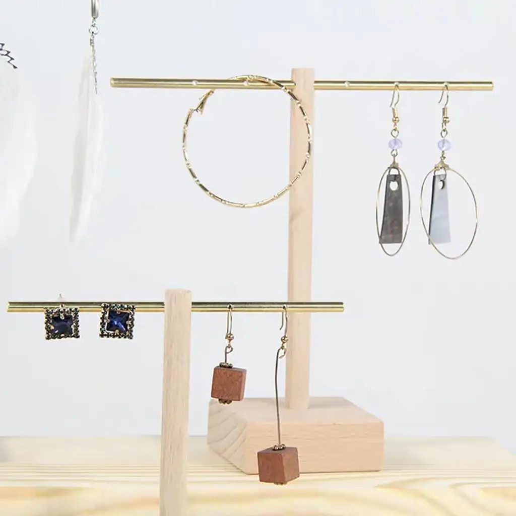 Exquisite Alloy T-Bar Jewelry Hanger Rack Display Stand Earrings Showcase Show Shelf, Three Size Available