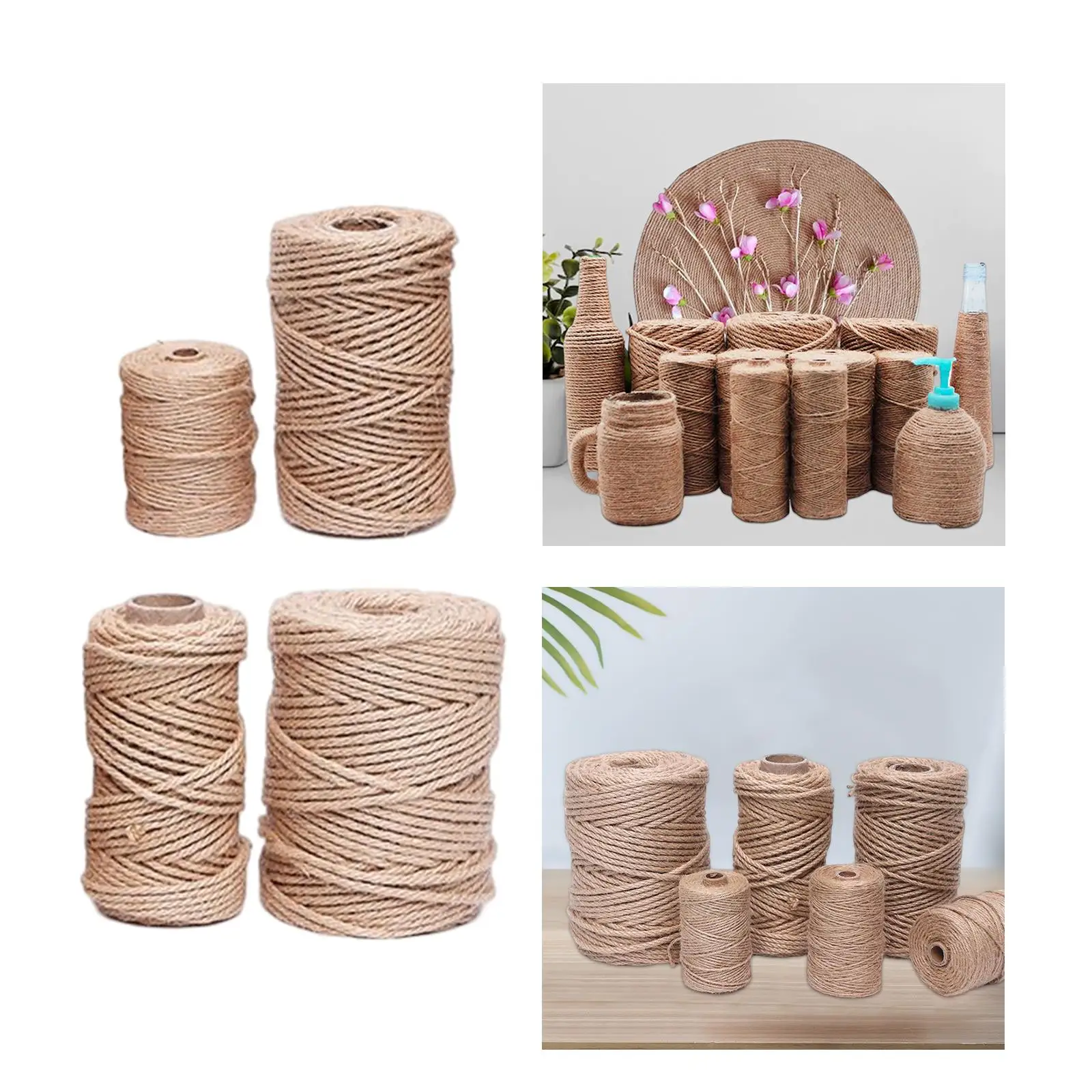 Jute Twine Rope Hemp Cord Handcraft String Sisal Ropes for Cat Pet Scratching Wedding Gift Packing Cat Sharpen Claw DIY Projects