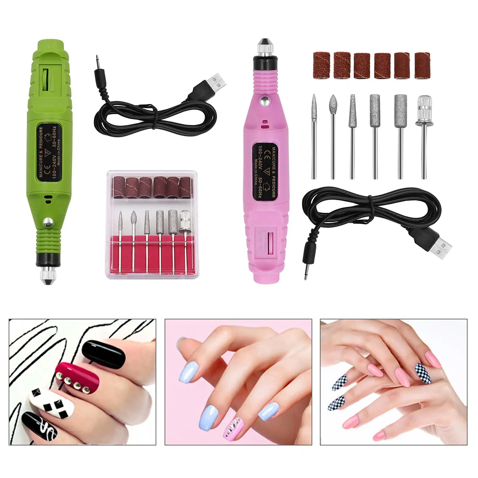 2000RPM Portable Mini Nail Drill Pen Polish Machine Grinder Carver Polisher Sand Bands for Exfoliating Engraving