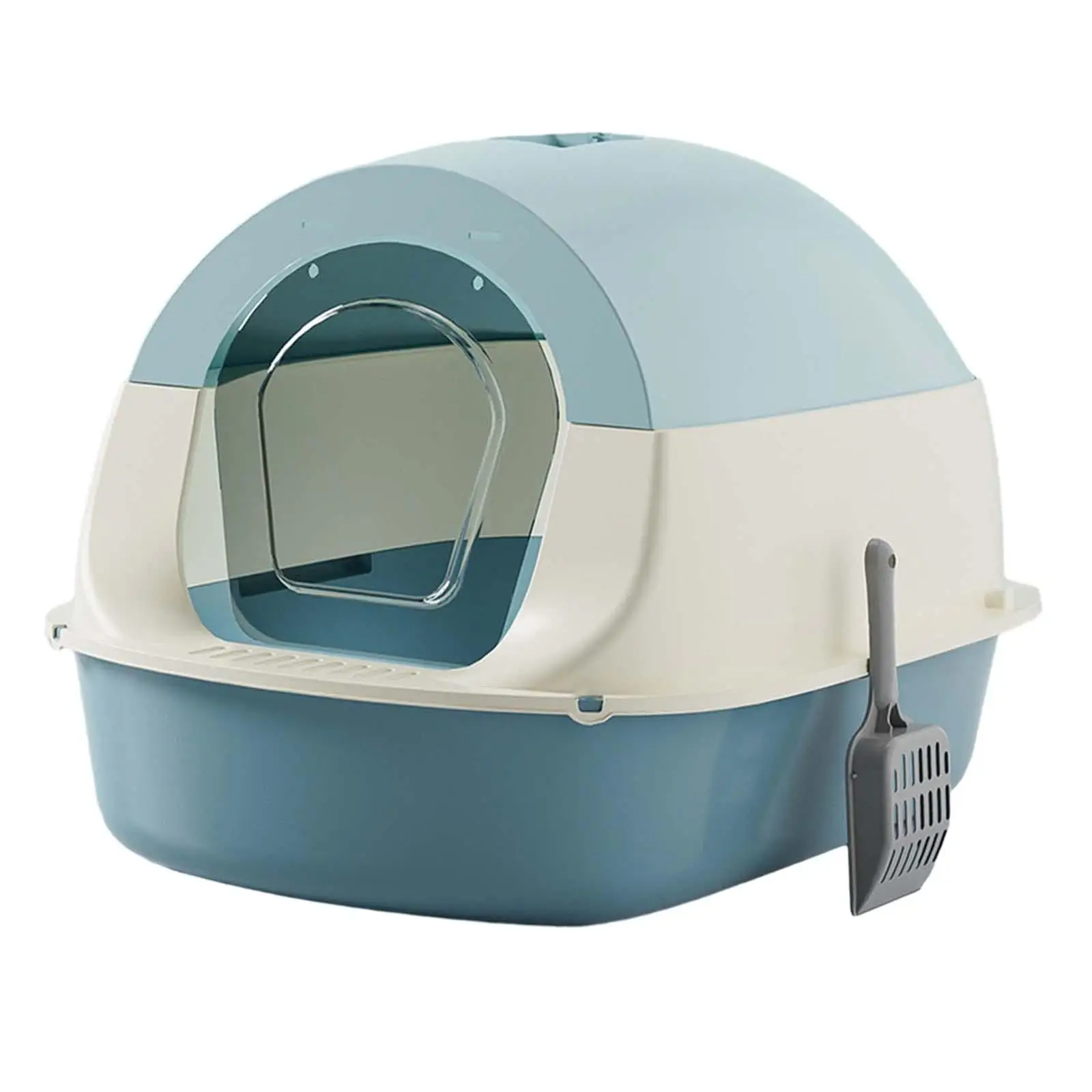 Hooded Cat Litter Box with Lid Detachable Enclosed Cat Toilet with Shovel