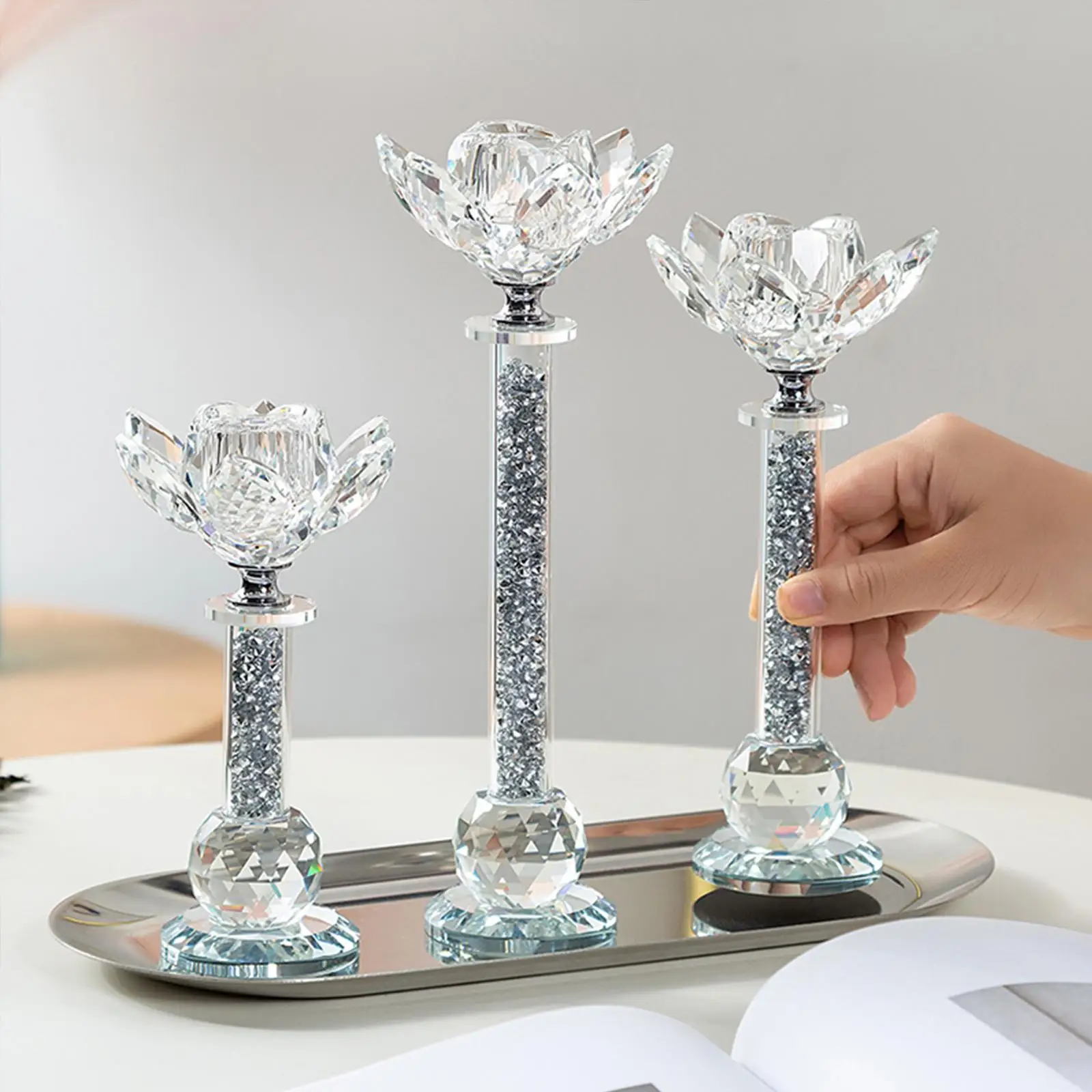 3Pcs Taper Candle Holder Tealight Candlestick Modern Romantic Elegant Candle Stand for Home Desktop Party Dining Room Decor