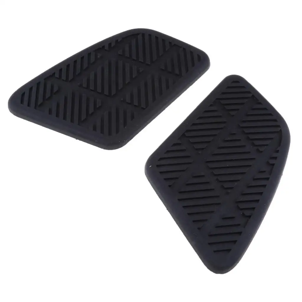1 Pair Universal Motorcycle Rubber Gas Oil Tank Traction Pads Side Anti- Knee Grips Decals  - Black
