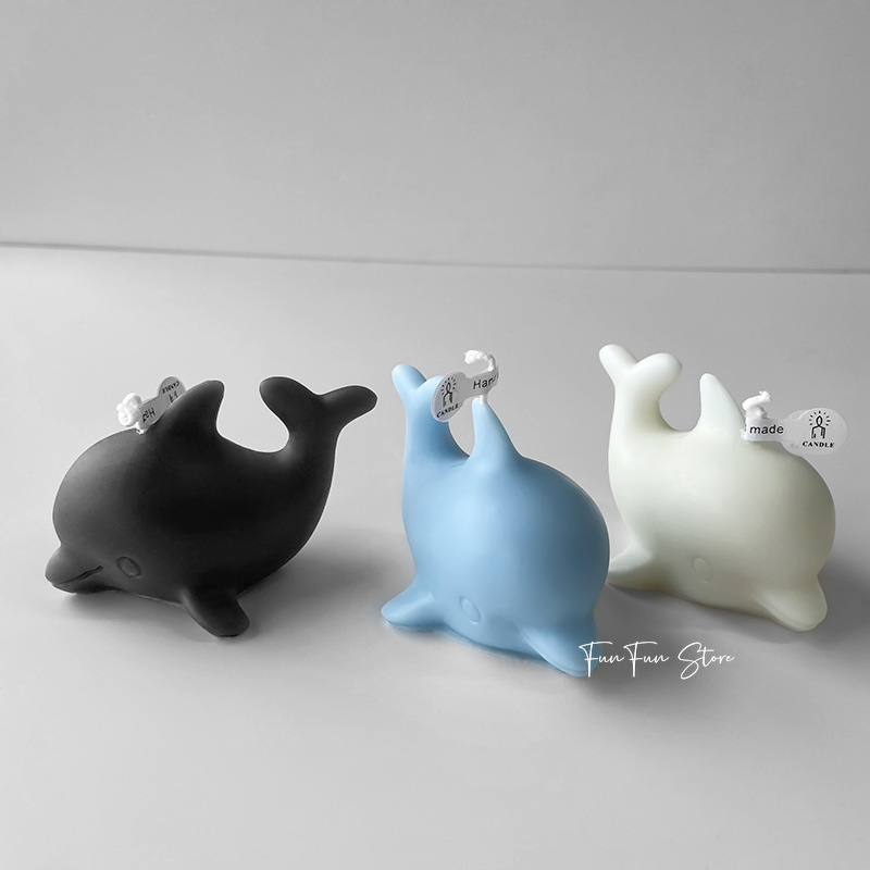 Description Picture 3 of item3D Cute Little Dolphin Scented Candle Silicone Mold Cute Cartoon Animal Dolphin Mousse Cake Ice Cream Plaster Drop Glue Mold