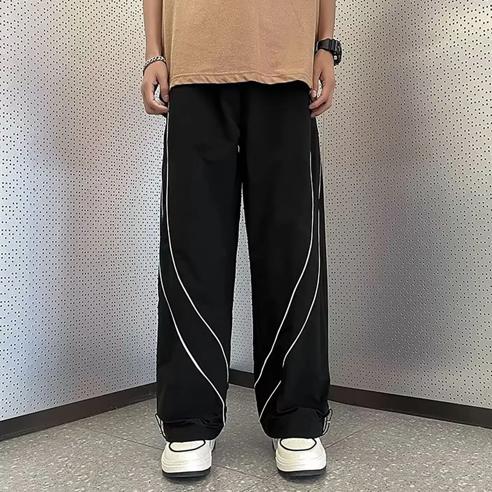 Брюки мужские прямые, свободные штаны, дышащие спортивные, в стилеХай-стрит, в стиле Харадзюку, лето-осень