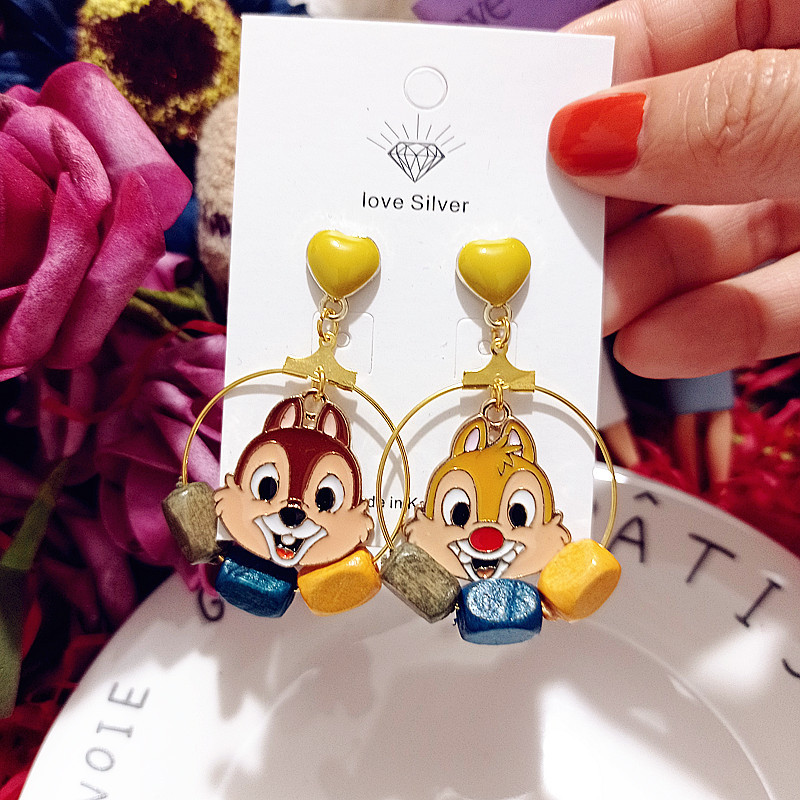 Disney Cute Mickey Mouse Earrings Personality Ladies Asymmetric Earrings  Cartoon 925silver Mickey And Minnie Korean Fashion Gift - Dangle Earrings -  AliExpress