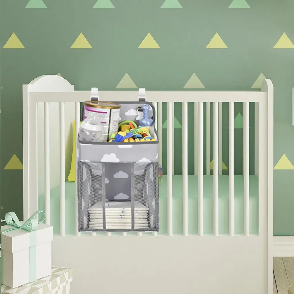 Baby Crib Storage Bag Hanging Pocket for Nursery Baby Diaper Clothing