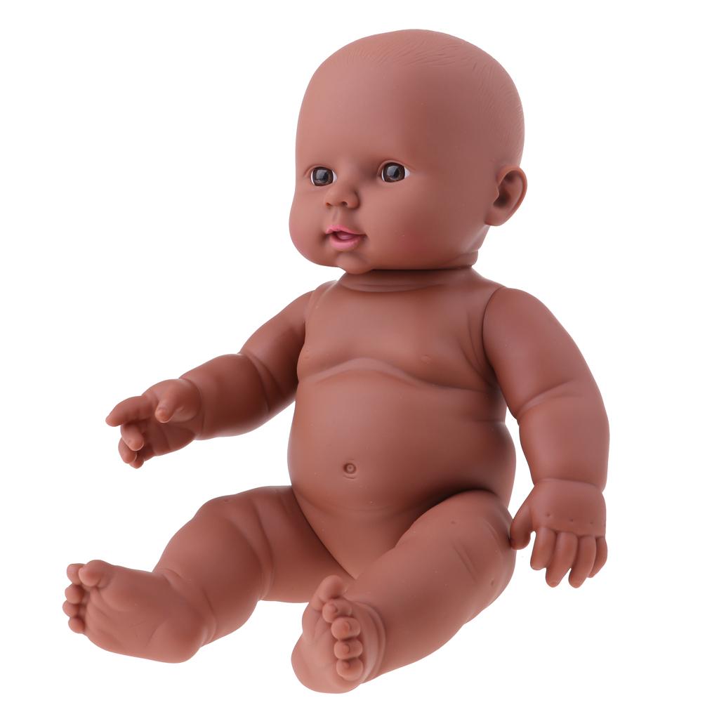 30cm Vinyl Silicone Newborn Reborn Baby Girl Doll Kids Appease Reborn Toy Toddler Bath Play Black Skin