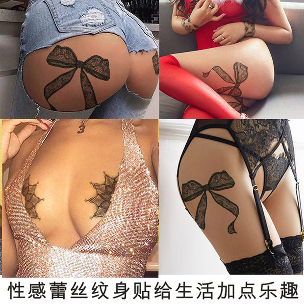 Wasserdicht Temporäre Tätowierung Aufkleber Bogen Knoten Sexy Spitze Schmetterling Blume Arm Bein Körper Kunst Flash Tattoo Gefälschte Tatto für Männer Frauen – Detail 1