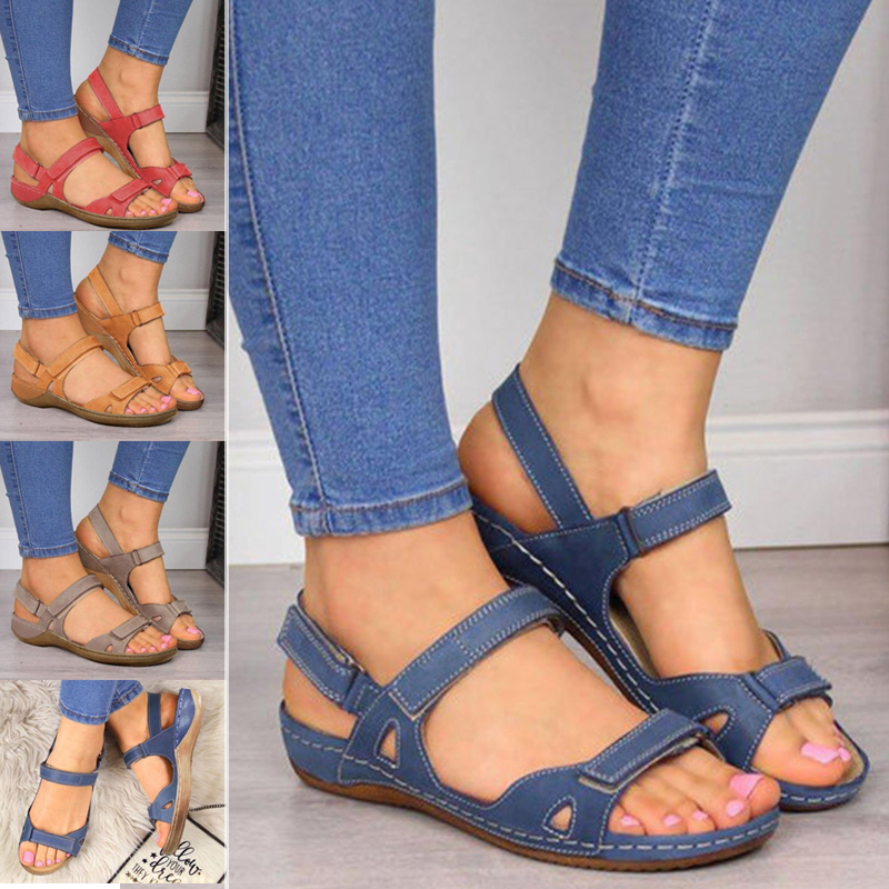 Women Summer Cool Flat Sandal Air Permeable Open Toe Design Sandal for Senile Women Size 35-43