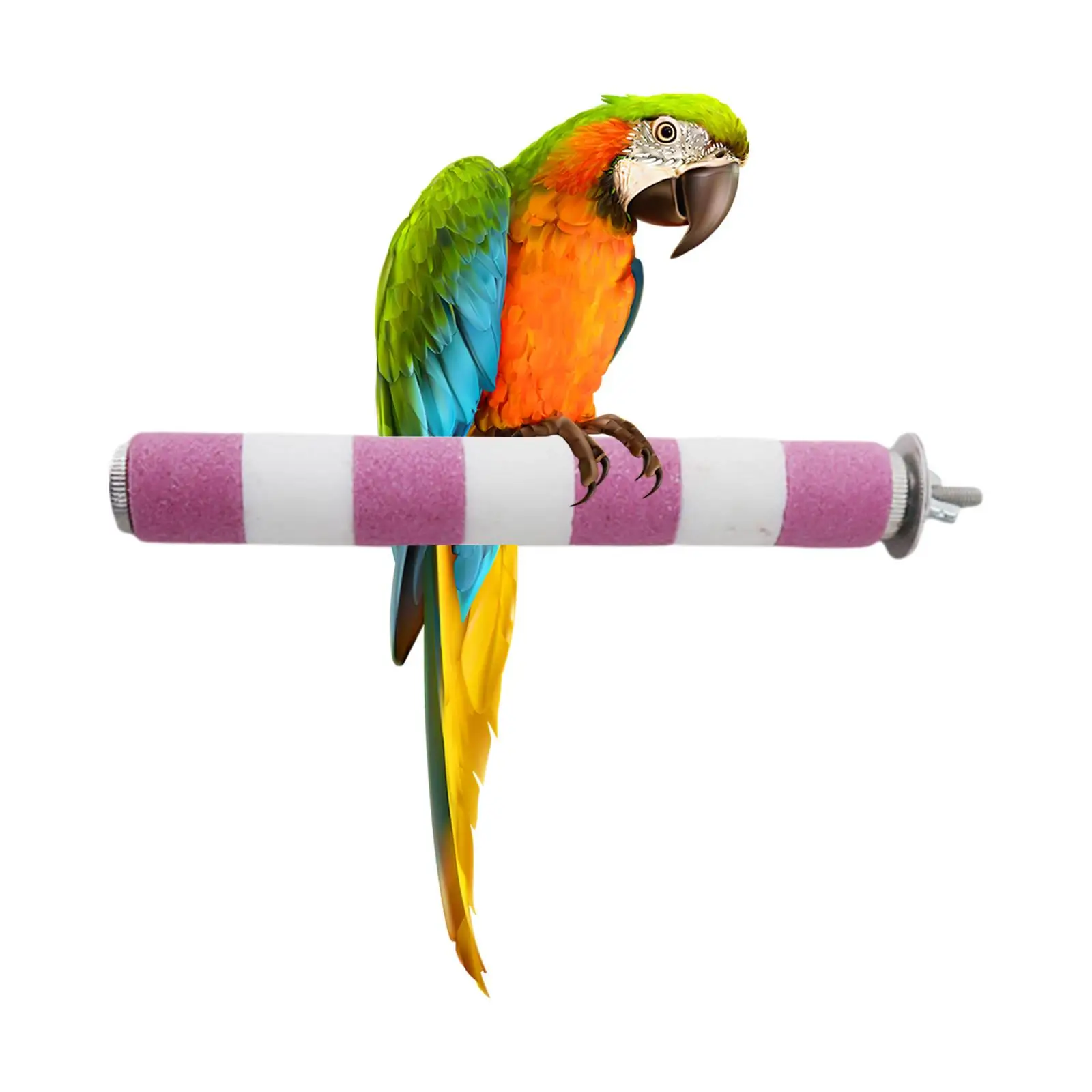 1Pc Parrot Cage Rough Surface Wood Paw Grinding Perch Stand Stick Platform Bird Roller Toy Fit For Small And Medium Sized Birds