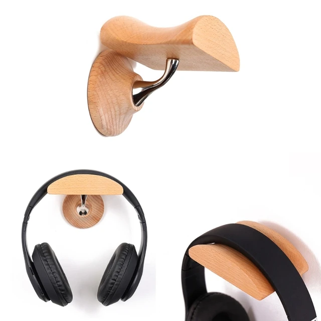 Walnut Wood & Aluminum Headset Holder, Desktop Headphone Stand, Universal  Headp