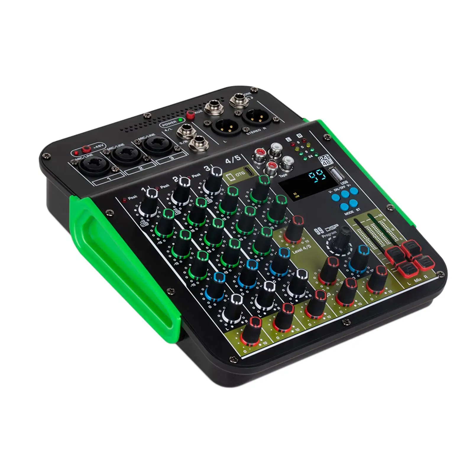 5 Channel Mixer Digital Mixer Instant Listening Audio Source Adjustment USB for Small Clubs or Bars Multifunctional 48V Power EU