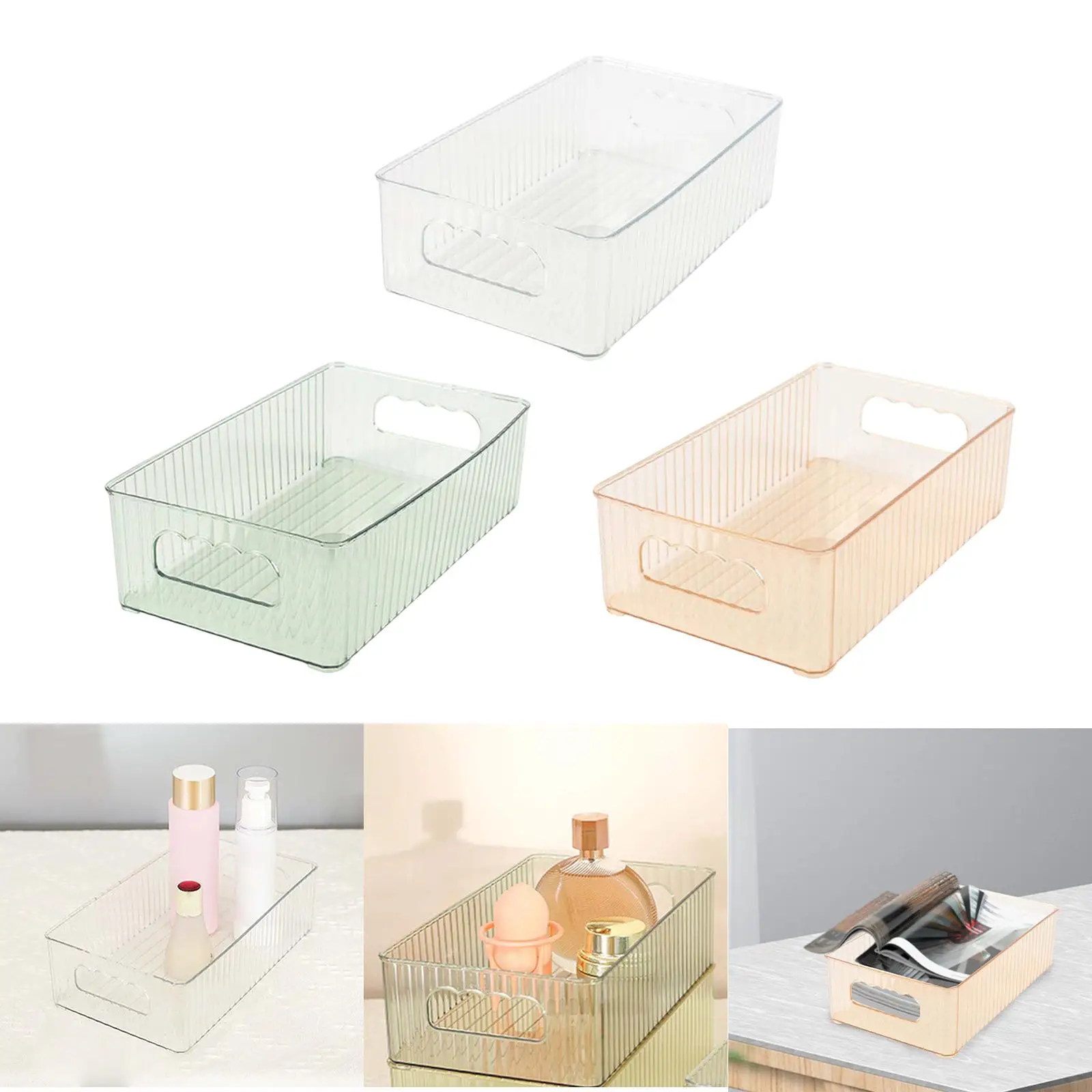 Storage Bin Decorative Stackable Closet Organizer with Handle Basket Container Pantry Shelf for Office Cabinet Kitchen Home