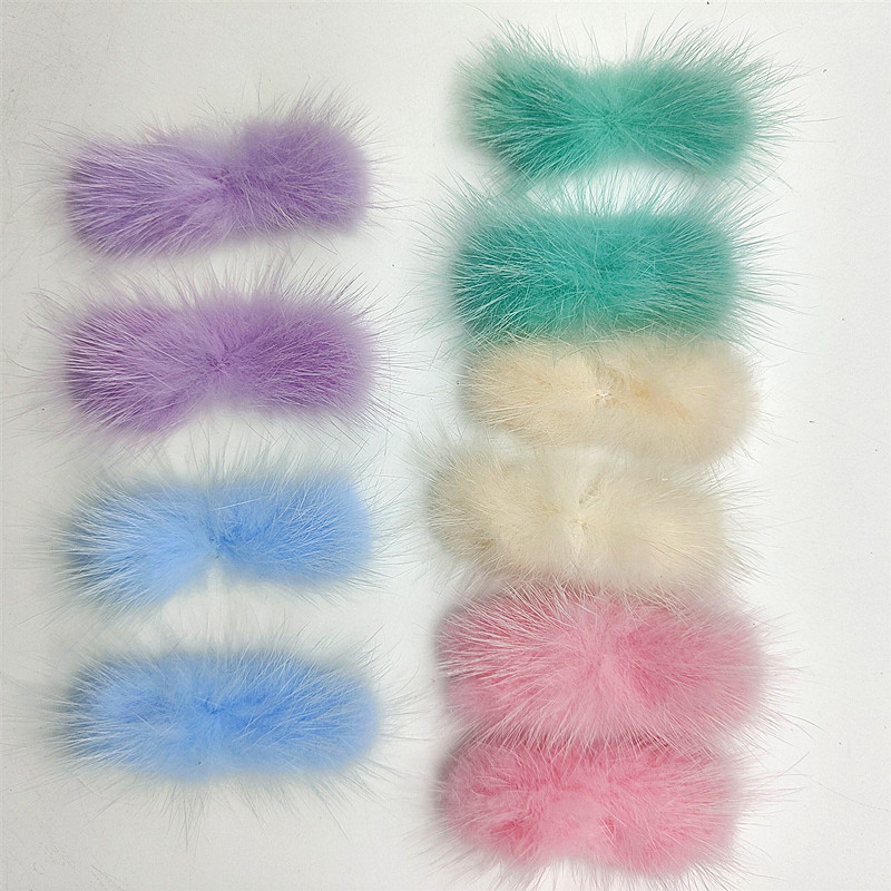 5/10 Stücke 3*7 cm Nerz Pelz Pom-pom Fliege DIY Haarnadel Kopfschmuck Corsage Fliege DIY Bogen Haar Zubehör Telefon Fall Handwerk Material – Detail 16