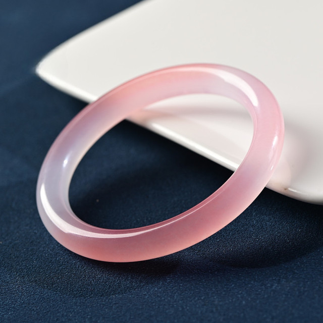 Natural Peach Light Pink Jade Bangle Ice Hetian Jade