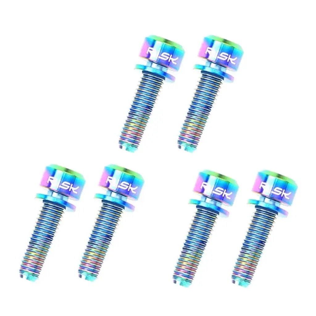 6 Pieces Fixed Gear Bicycle Handlebar Stem Screw Bolt Tapered Head Bolt Screw with Washer -  Various Colors & Size