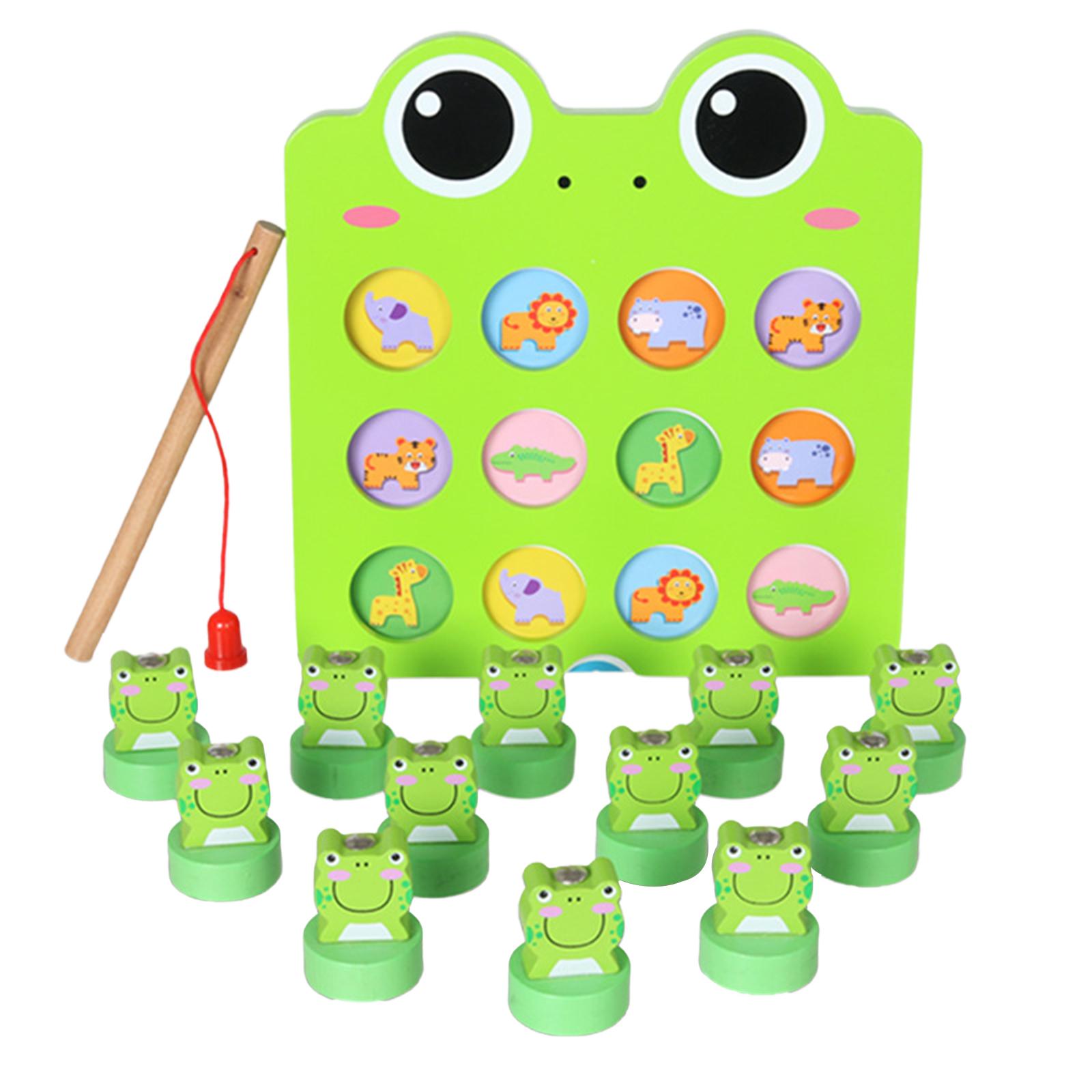 Fun Montessori Magnetic Wooden Frog Fishing Game for Boys and Girls Lightweight Great Gifts Early Learning Portable and Smooth