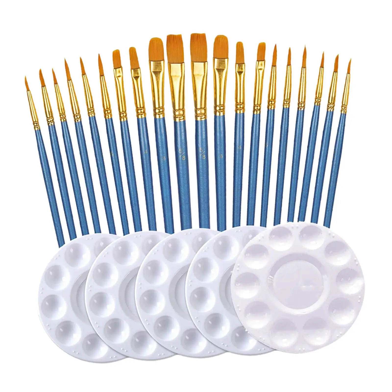 25x Nylon Hair Brushes Drawing Long Wooden Handle Art Supplies Paint Brushes Palette Set Acrylic Painting for Wall Arts Projects
